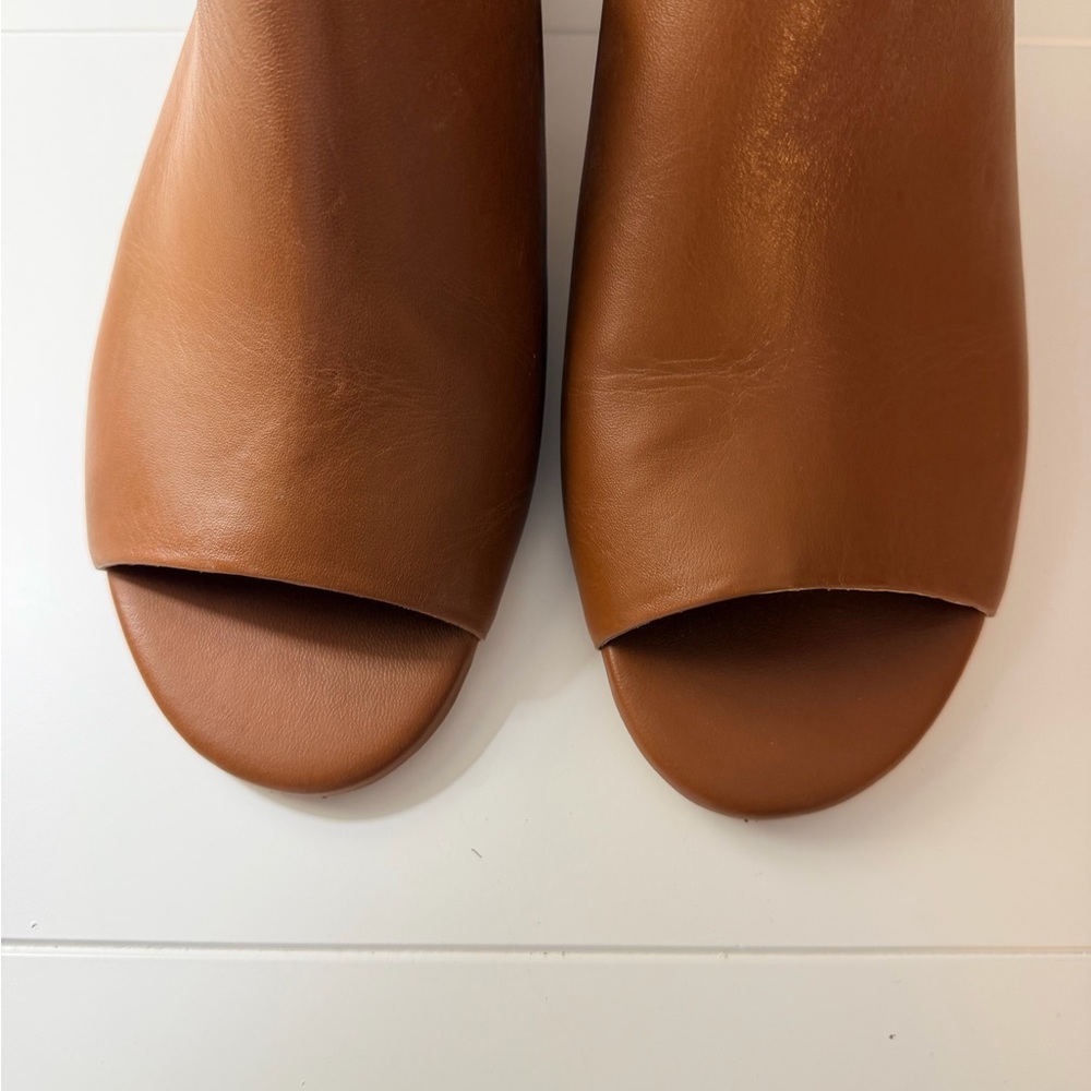 Able Renee round heel Women's Tan Leather Slide Mule - Classic Open-Toe Heel - Picture 13 of 13